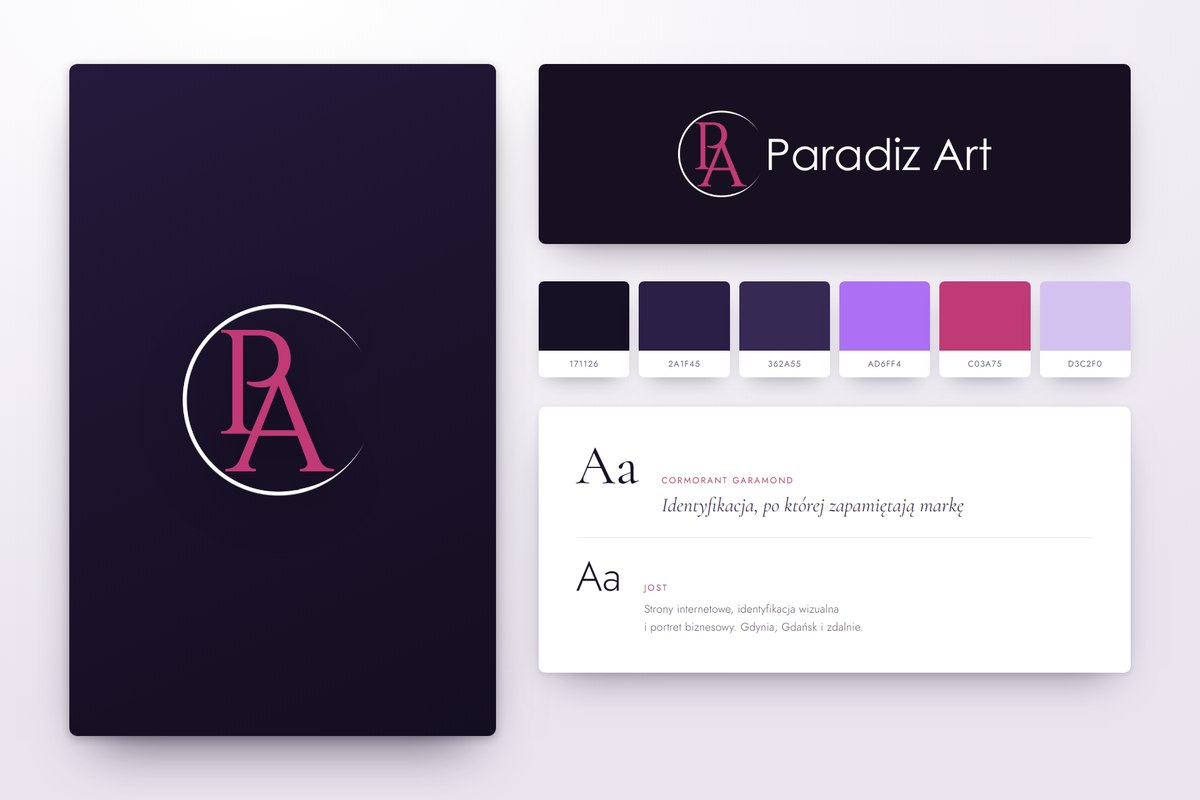 Paradiz Art — własna identyfikacja wizualna Olimpii Goździewicz: znak, paleta i typografia