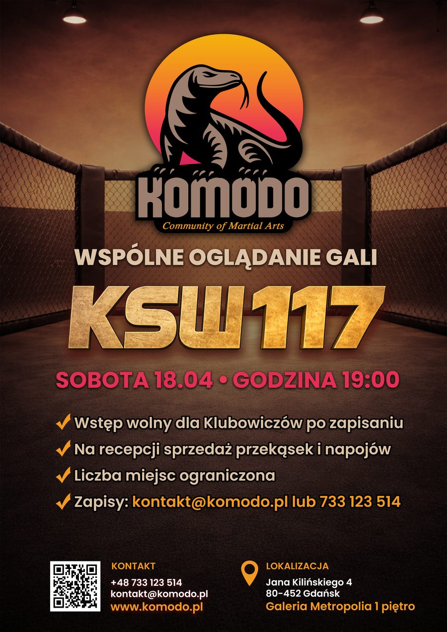 Komodo — plakat wspólnego oglądania gali KSW 117, projekt Paradiz Art