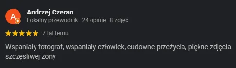 Opinia Google Andrzeja Czerana o zdjęciach Paradiz Art