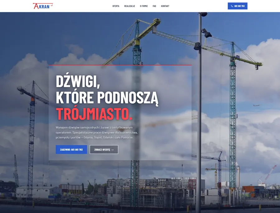 AKRAN — strona firmy wynajmującej dźwigi