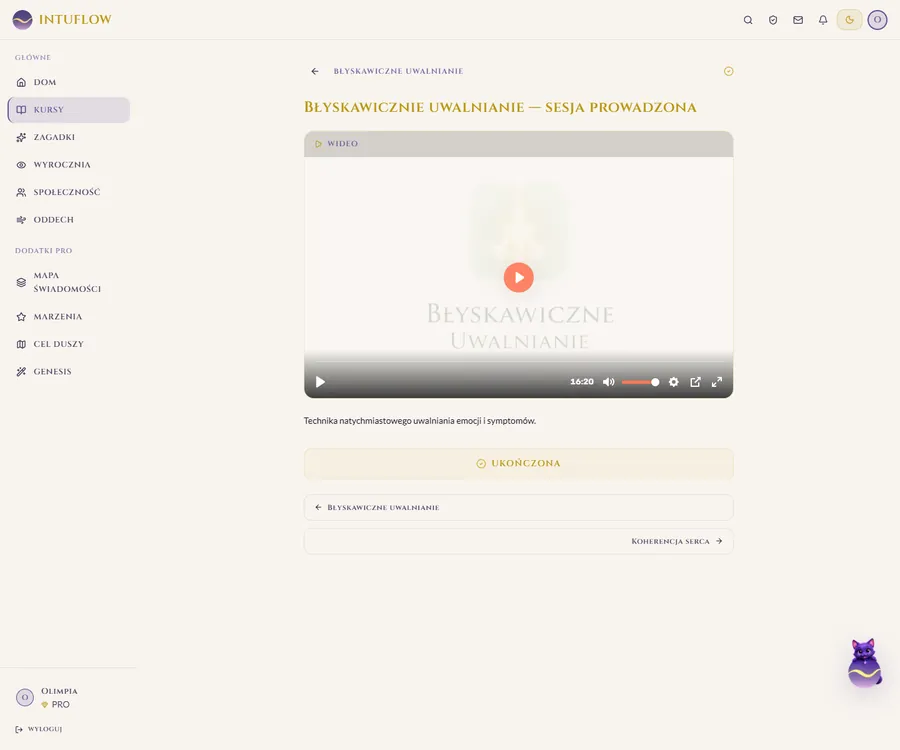Lekcja z materiałem wideo w aplikacji INTUflow