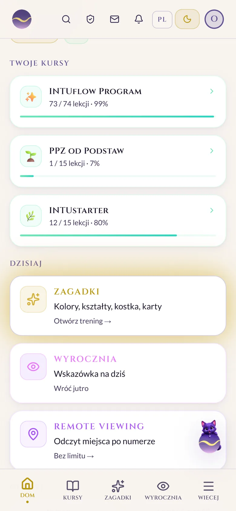 Ekran główny aplikacji INTUflow na telefonie