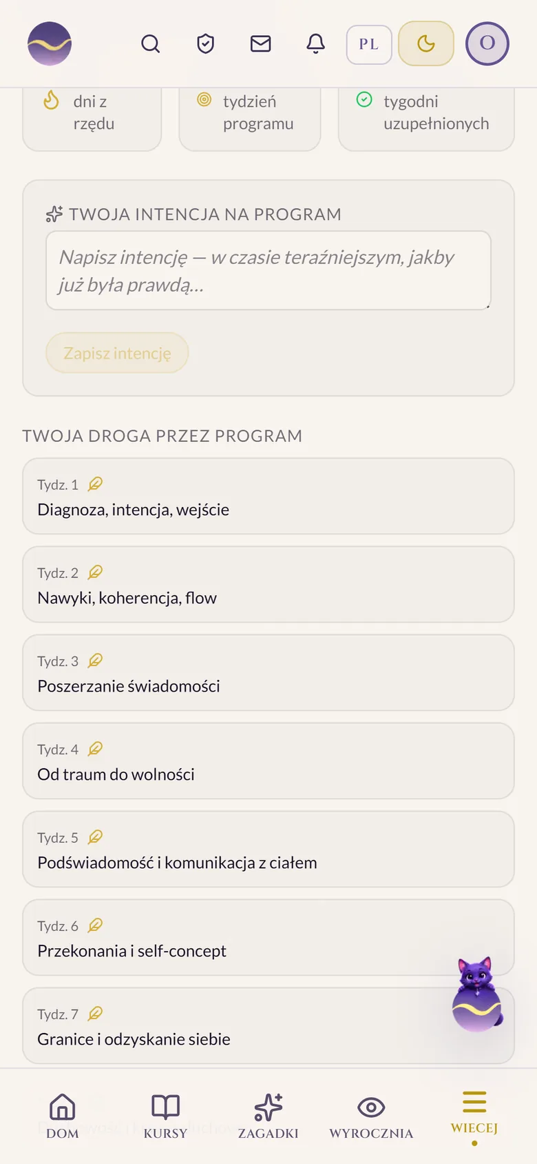 Ekran „Mój program” na telefonie