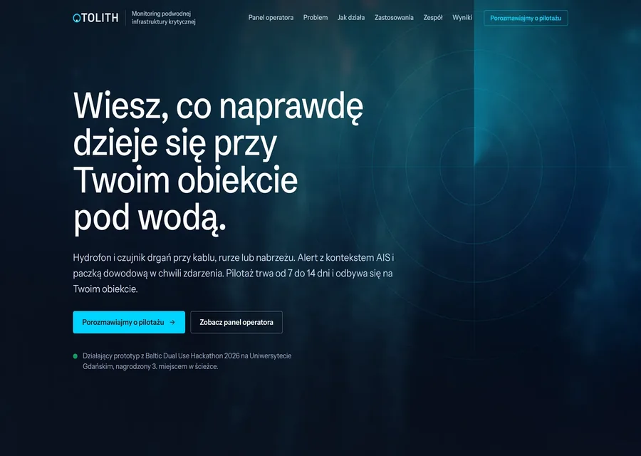 OTOLITH — landing systemu monitoringu podwodnej infrastruktury krytycznej