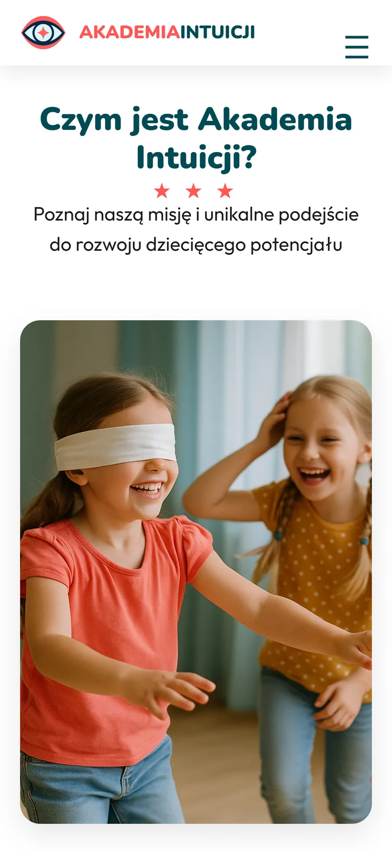Sekcja „Czym jest Akademia Intuicji” na telefonie