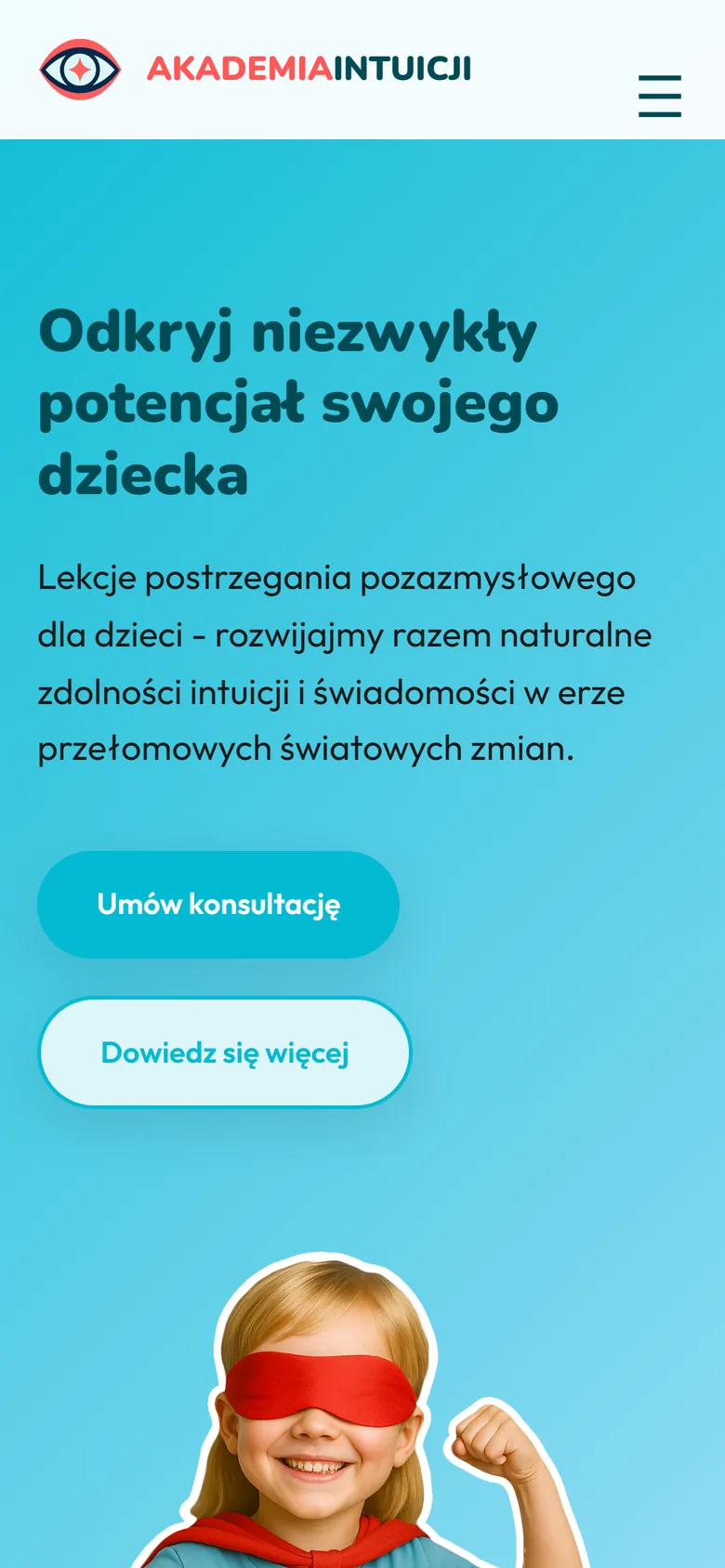 Strona akademiaintuicji.pl na telefonie