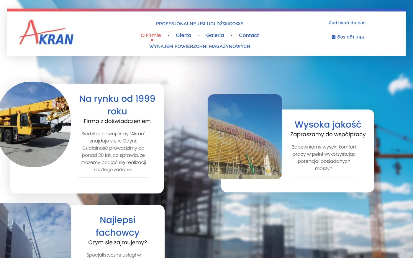 Poprzednia strona akran.pl na WordPressie, stan sprzed września 2026