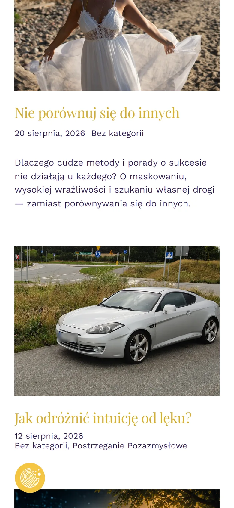Wpisy bloga na telefonie