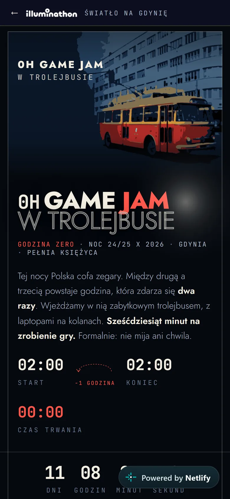 Zakładka 0h Game Jam na telefonie