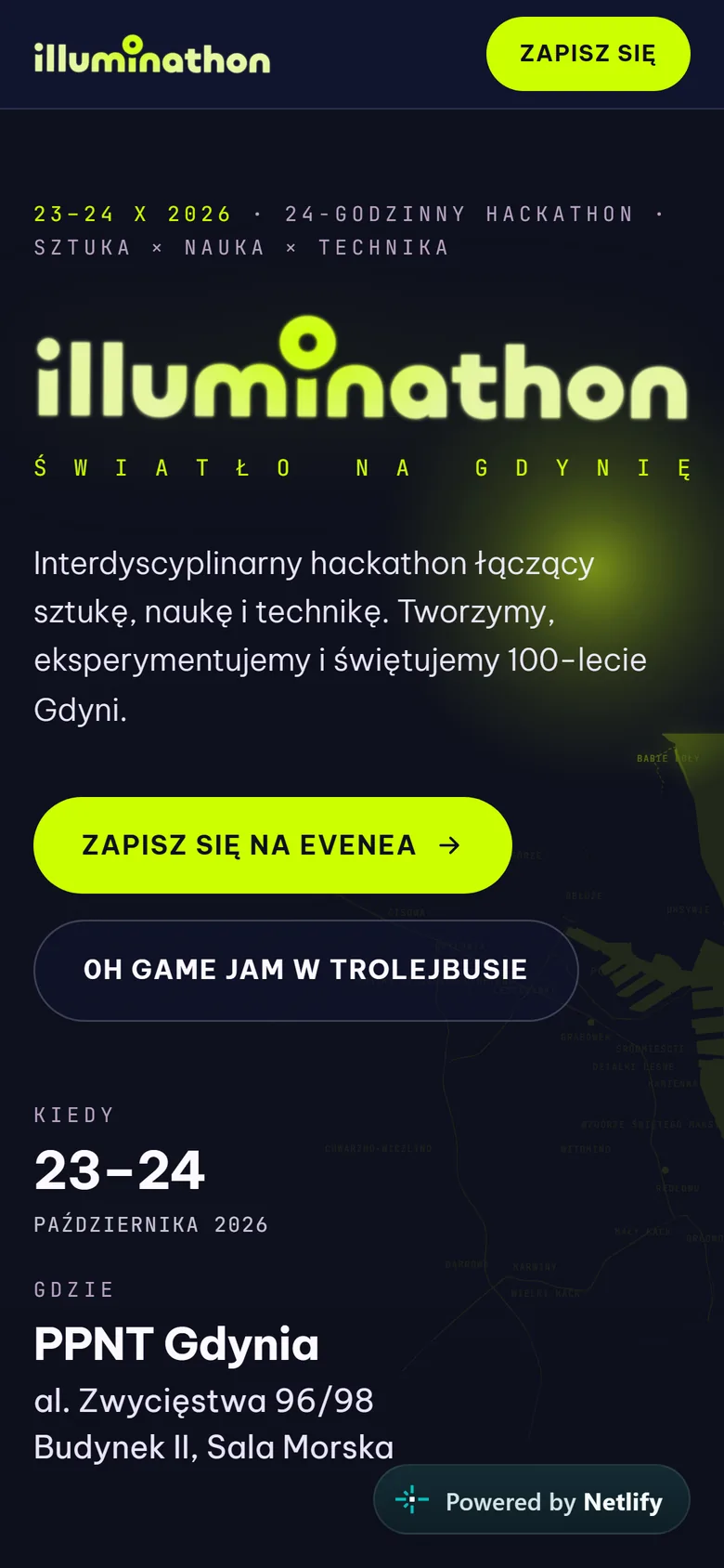 Strona Illuminathon 2026 na telefonie