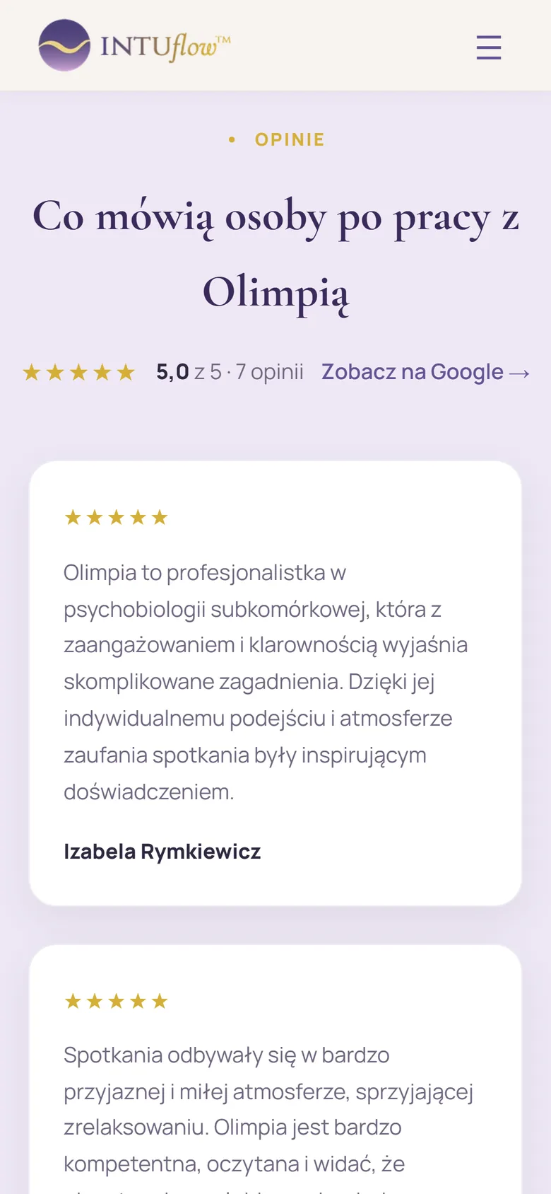 Sekcja opinii na telefonie