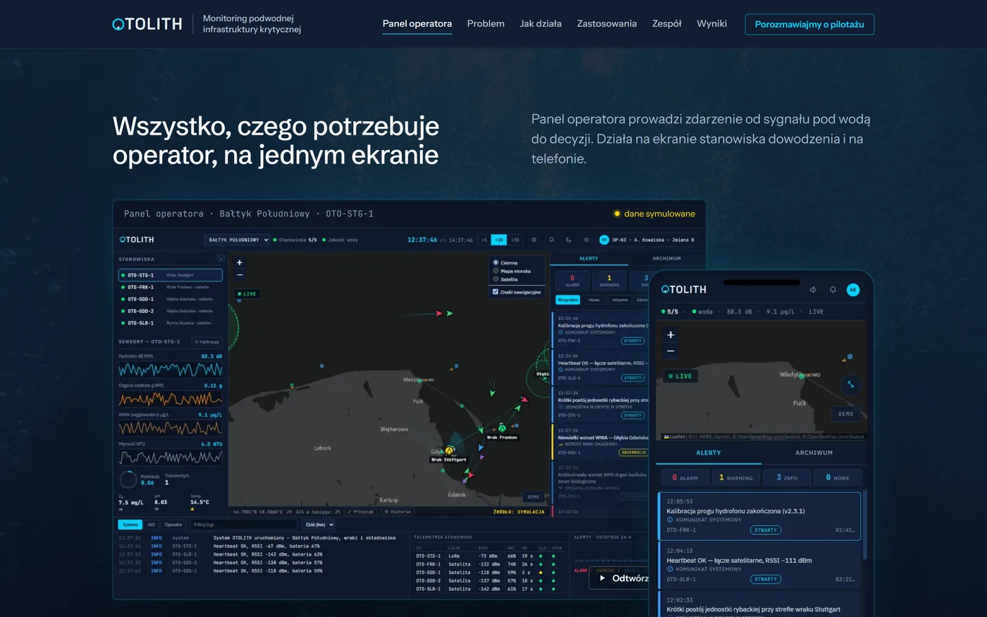 Sekcja panelu operatora OTOLITH