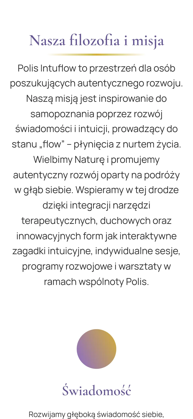 Sekcja misji wspólnoty na telefonie