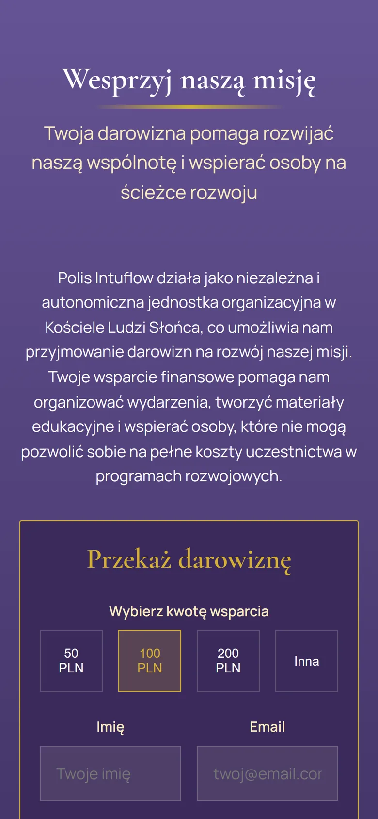 Moduł darowizn na telefonie