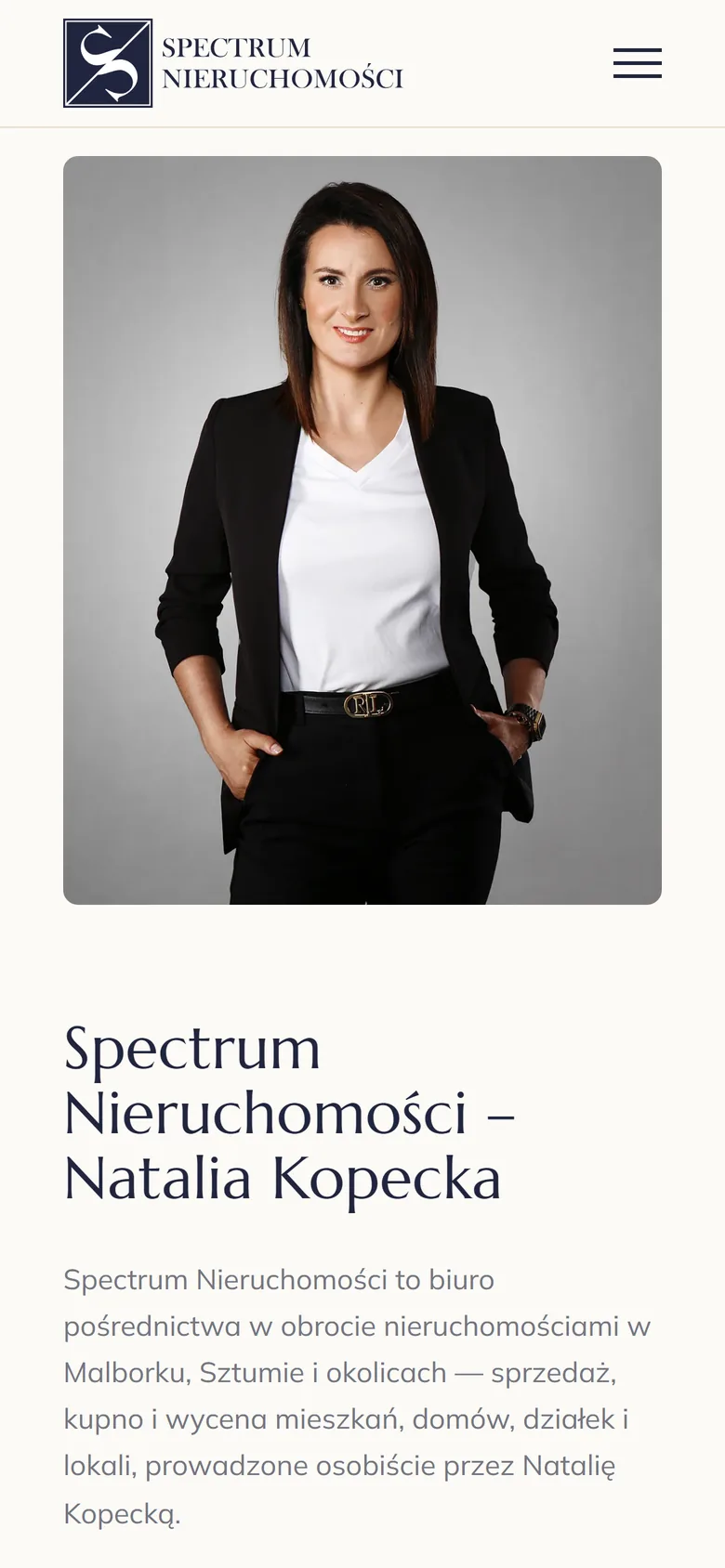 Sekcja o Natalii Kopeckiej na telefonie